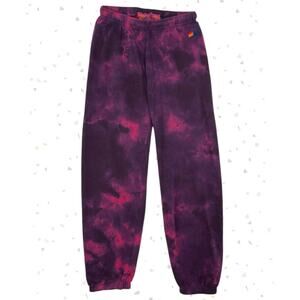Aviator Nation Purple Pink Tie Dye Sweatpants Joggers Dark Space Swirls Size S